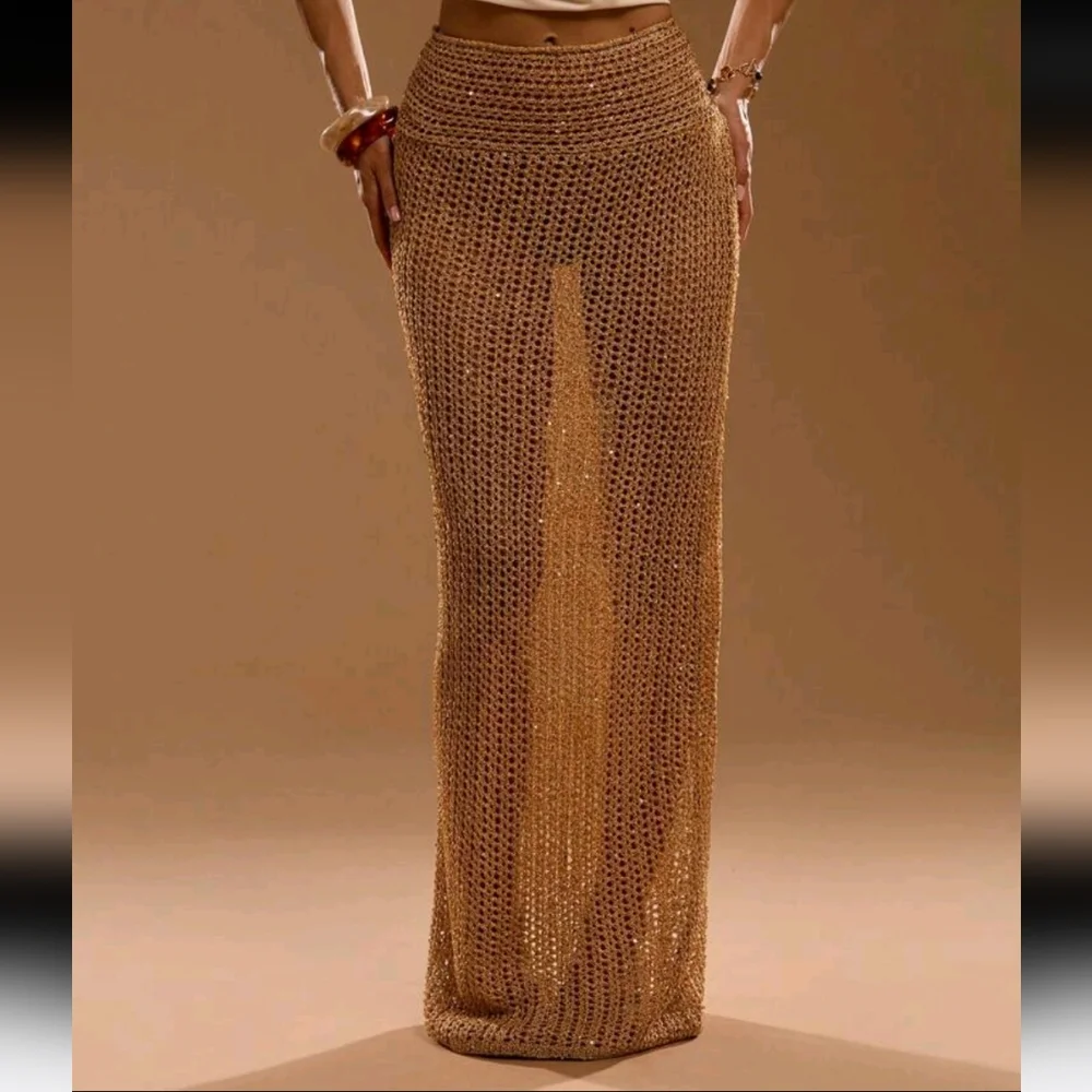 Classic Solid Color Fitted Knit Sweater & Mini Skirt, Casual & Fashionable,Maxi - Picture 4 of 5